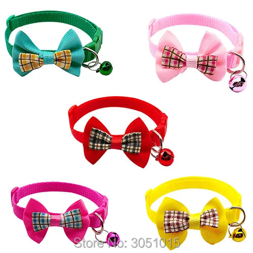 24Pc Pet Dog Collar Adjustable Buckles Adjustable Polyester Dog Collars Pet Collars With Bowknot Bells Charm Necklace Strap