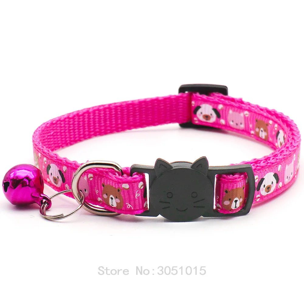 100pcs Camouflage Colorful Cat Necklace Cat Collar With Bell Adjustable Buckle Collar Cat Pet Supplies Cat Puppy Accessories