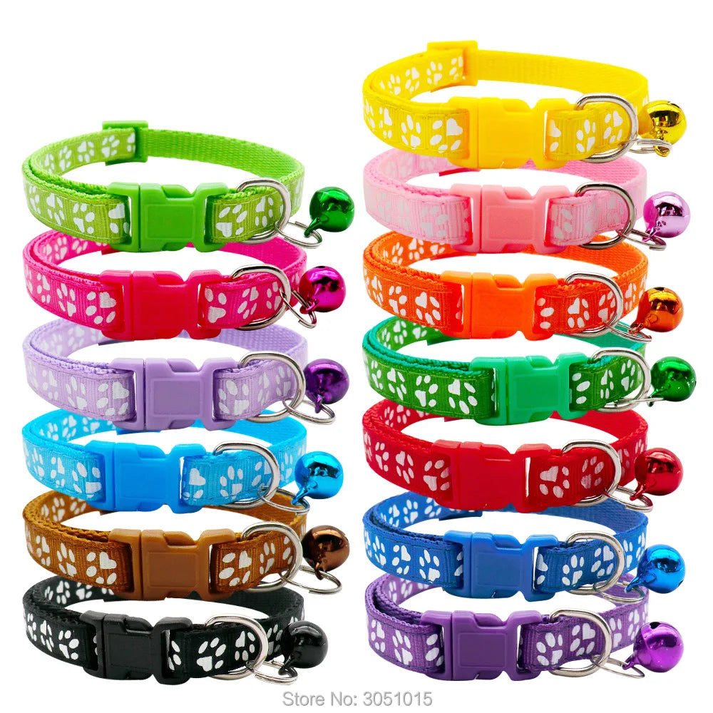 Wholesale Paw Collars 100 X Hot Cute Bell Small Dog Collar Cat Collars Pet Collar Adjustable Puppy Cats Accessories