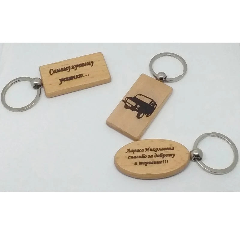 Wholesale 100pcs Wood Key Chain Blank Tags Personalized Dog ID Tags Keychains Customized Tag Custom Engraved Logo Name ID Tag