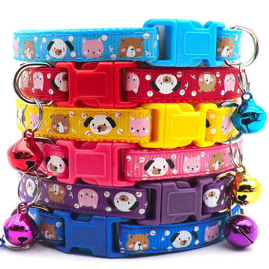 Wholesale 24 Pcs Cute Adjustable Dog Necklace Collar For Cats Kittens Dog Cat Puppy Neck Buckle With Bell Pet Cat Accessories