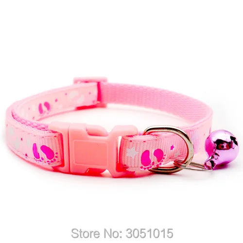 Wholesale 100 Pcs Cute  Footprint Dog Collar Necklace Buckle Adjuatable Cat Dogs Collars Puppy Collar With Bell Pet Supplies