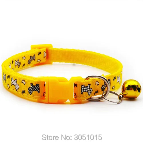 Wholesale 100Pcs Small Cats Dog Collars With Bell Cat Pet Collar can Adjustable Dog Puppy Bling Prints Accessorie pet shop