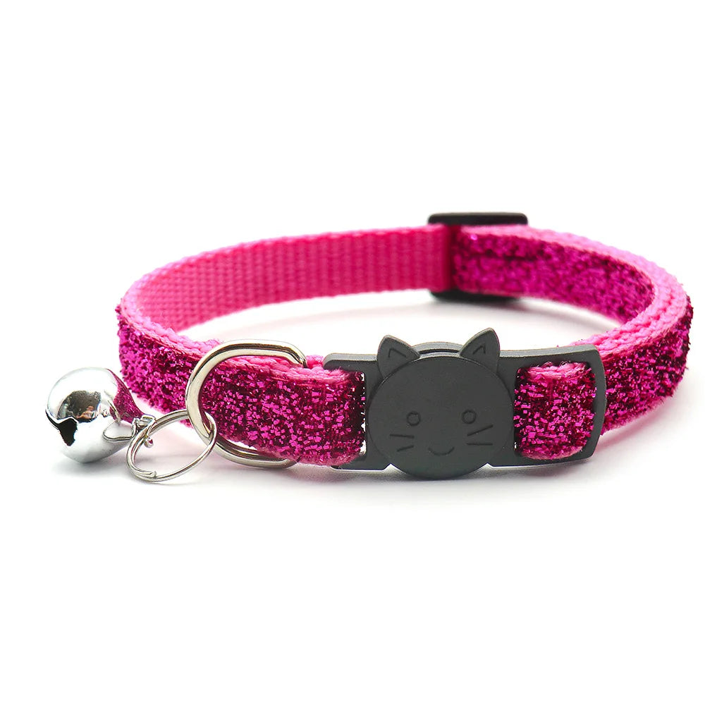 Wholesale 24 Pcs BlingBling Puppy Kitten Adjustable Pet Dog Collar With Bell Neck Strap Cat Face Button Collars Charm Accessorie