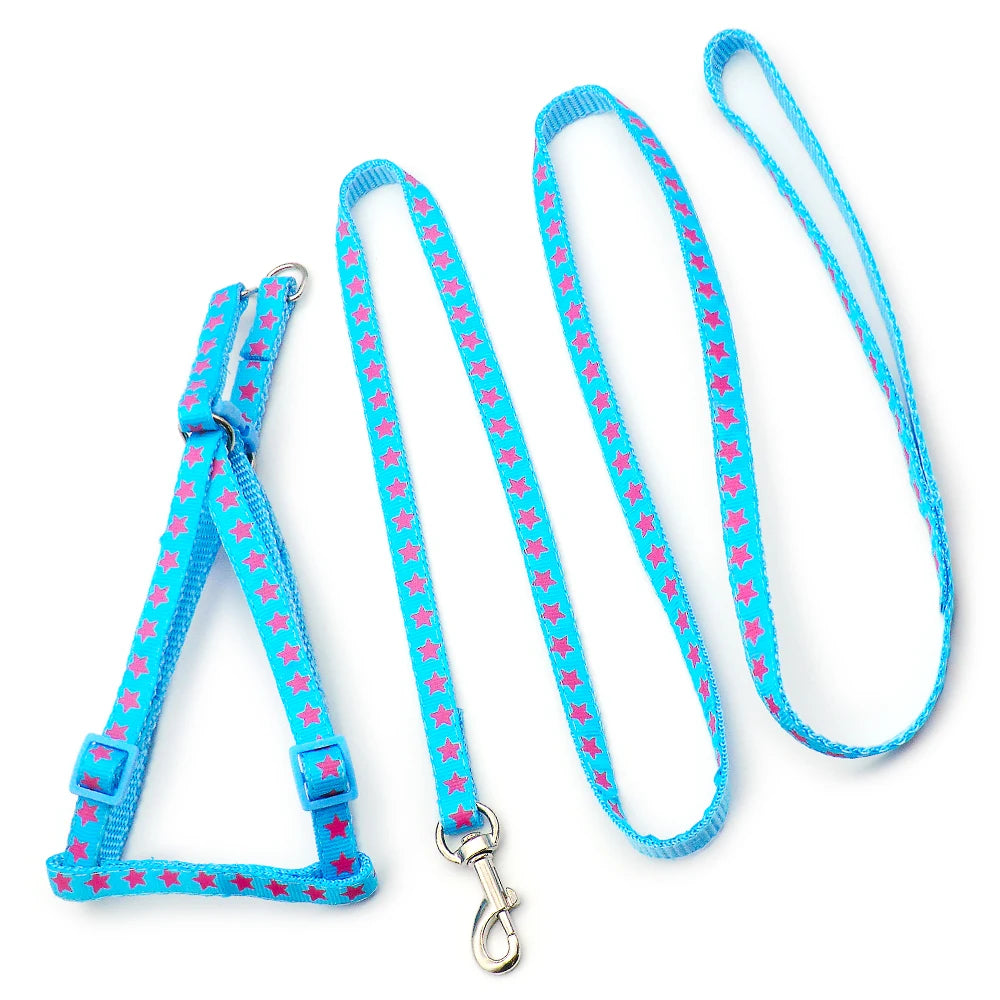 24 Set Dog Rope Cartoon Pet supplies Small Dog Cat Harness Leash Adjustable Vest Collar Puppy Outdoor Walking Adjustable Pet