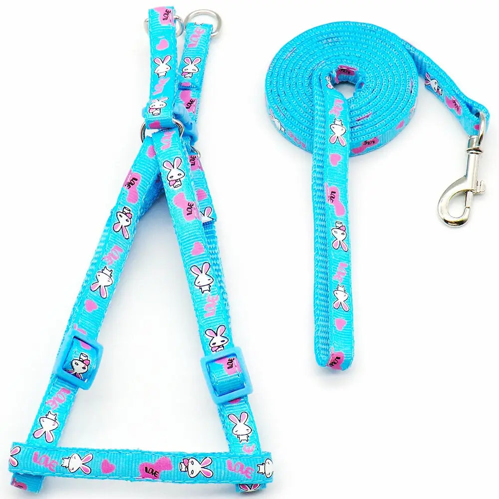 24pcs Adjustable Rabbit Pet Cat Puppy Dogs Leash Harness Colorful Puppy Lead Leashes For Small And Large Dogs Walk Dog Leash