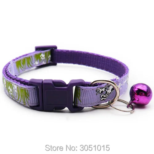 wholesale 100Pcs Adjustable Dog Collars Pet Collars With Bells Charm Necklace Collar For Little Dogs Cat Collars Pet Supplies