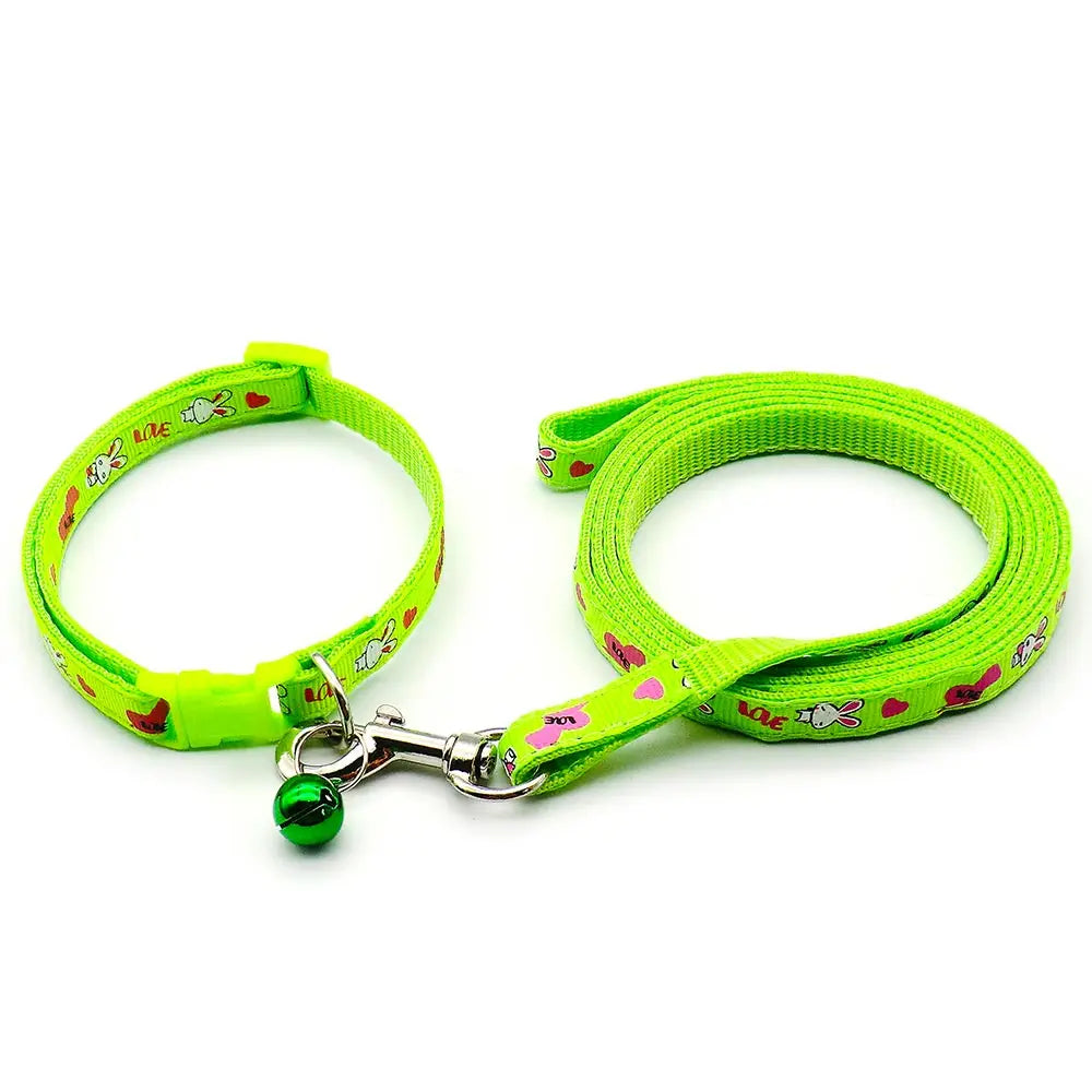 24pcs Dog Cat Collar Leash Adjustable Pet Collar Lead with Bell for Rabbit Puppy Cat Pet Products Outdoor Walking Poodle Terier