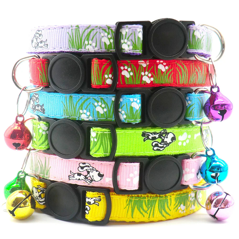 Wholesale 100pcs  Dog Collar with Bell Delicate Safety Casual Dog Cat Collar Neck Strap Camo Adjustable Pet Dog Accessories