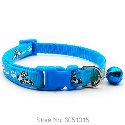 wholesale 100Pcs Adjustable Dog Collars Pet Collars With Bells Charm Necklace Collar For Little Dogs Cat Collars Pet Supplies