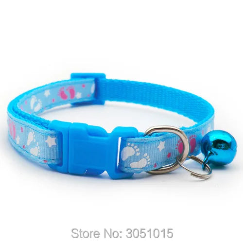 Wholesale 100 Pcs Cute  Footprint Dog Collar Necklace Buckle Adjuatable Cat Dogs Collars Puppy Collar With Bell Pet Supplies