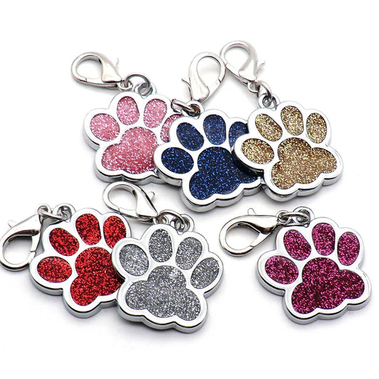 Wholesale 20Pcs PAW ID Personalized Dog Tags Engraved Puppy Pet ID Tag Name Collar Blank ID Tag Pendant Pet Accessories Paw Tags