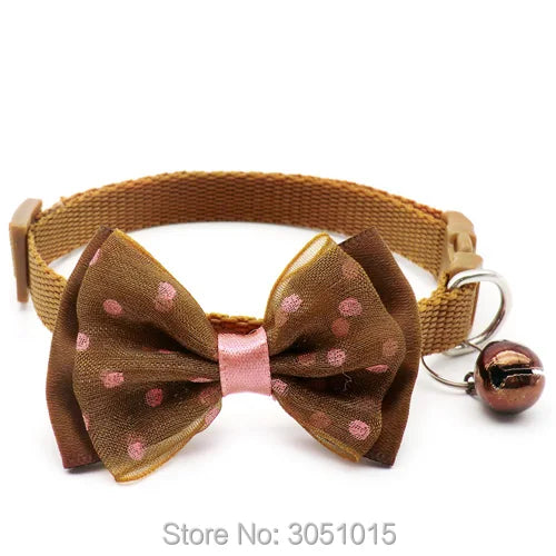 24pcs Easy Wear Cat Dog Pet Bow Collar with Bell Adjustable Cat Puppy Pet Supplies Accessories Small Dog Chihuahua Buckle tag