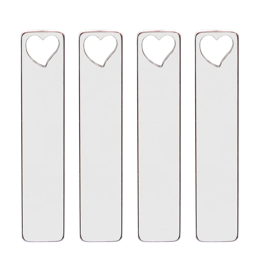 100Pcs Pet Dog Stainless Steel Rectangle Metal Blank Tag Memorial Pendant Necklace Jewelry Makings