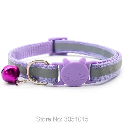 Wholesale 100Pcs Adjustable Reflective Dog Collars With Bell Buckle ID Tag Namep Easy Wear Puppy Dog Cat Collar Accessories