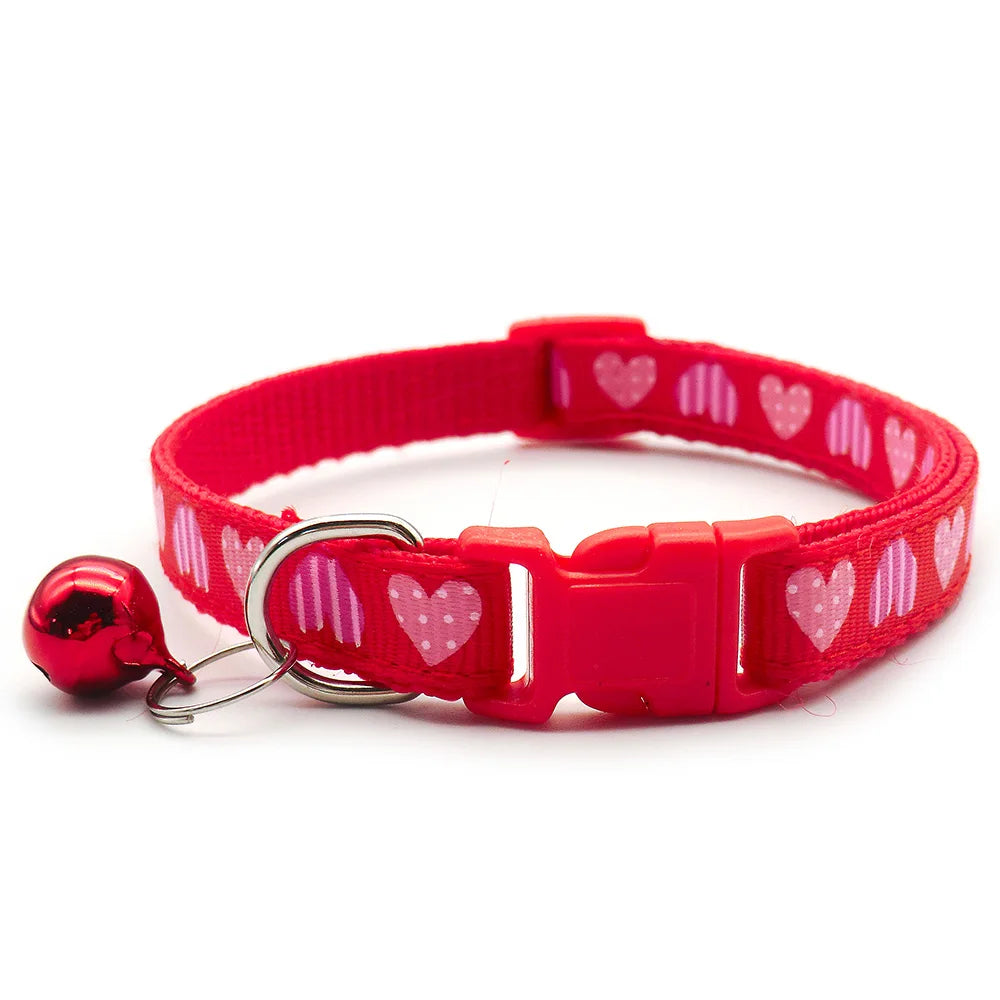 100pcs Pet Dog Collar Heart Print for Cat Adjustable Buckle Dog Collar Cute Pet Neck Ring Dogs Neck StrapID Tag Accessories