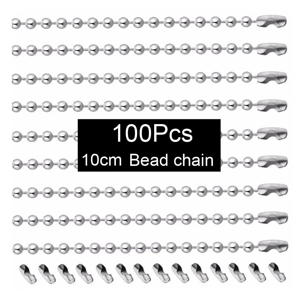 100pcs Round Ball Bead Chain 10cm Length Bulk Keyring Pet Dog Tag Connector Pendant Jewelry Making Accessorise