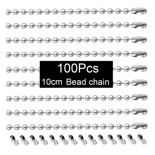 100pcs 10cm Stainless Steel Ball Chain For Dog ID Tags Men Necklace Bracelet Keychain Dog Tag Key Tag Accessories Finding