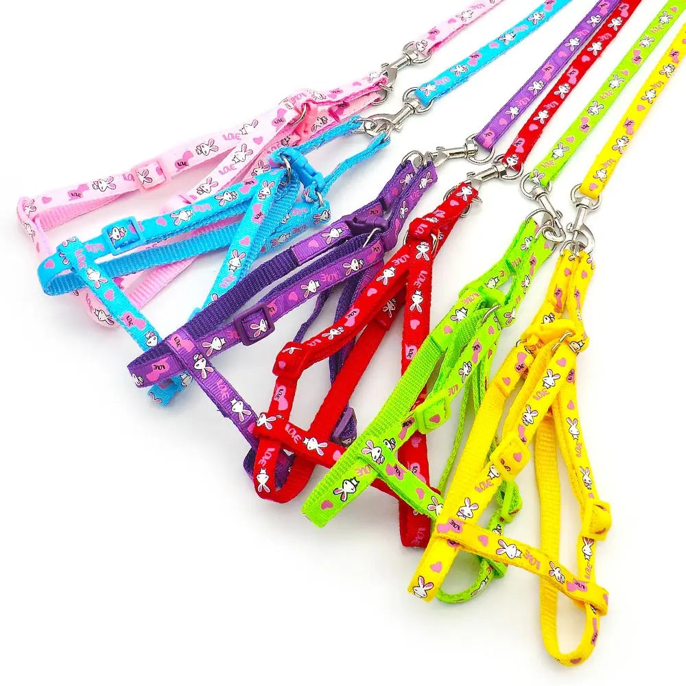 24pcs Adjustable Rabbit Pet Cat Puppy Dogs Leash Harness Colorful Puppy Lead Leashes For Small And Large Dogs Walk Dog Leash