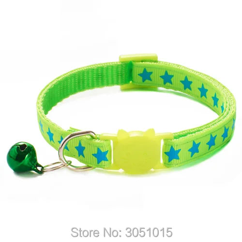 100 pcs Coloful Pet Supplies Star Cat Collar Buckle Collar Cat Pet Supplies Cat Accessories Collar With Bell Adjustable Puppy Id