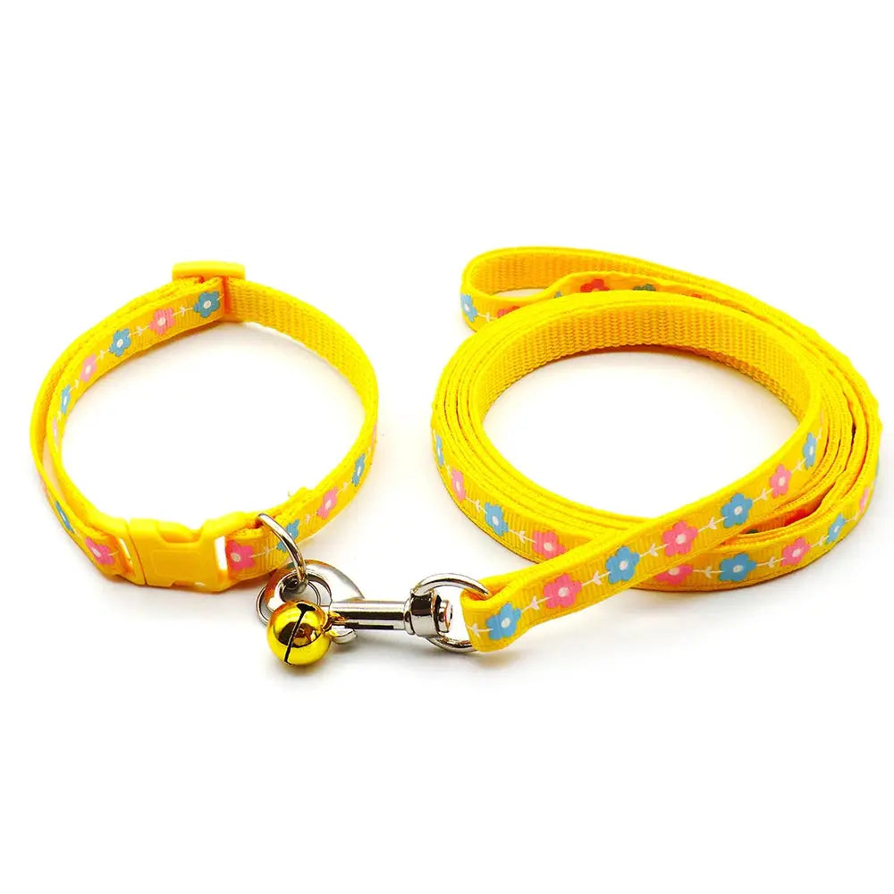 24 Sets Adjustable Dog Collar Leash Walk the dog Set for Small Dogs Cats Colorful Printed Dog Traction Rope Pets Pet Accessories