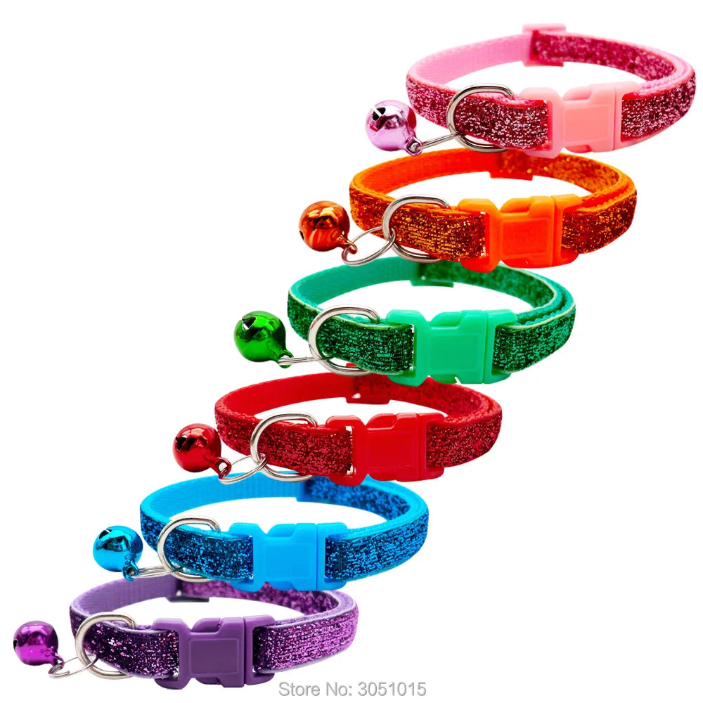 wholesale 100Pcs Adjustable Dog Collars Pet Collars With Bells Charm Necklace Collar For Little Dogs Cat Collars Pet Supplies