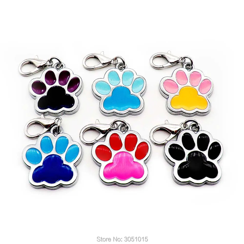 Wholesale 100 Pcs Paw Nametag Pendant Anti-lost Bone Customized Dogs Collars Personalized Dogs Collar Accessories ID TAG Pet Pr