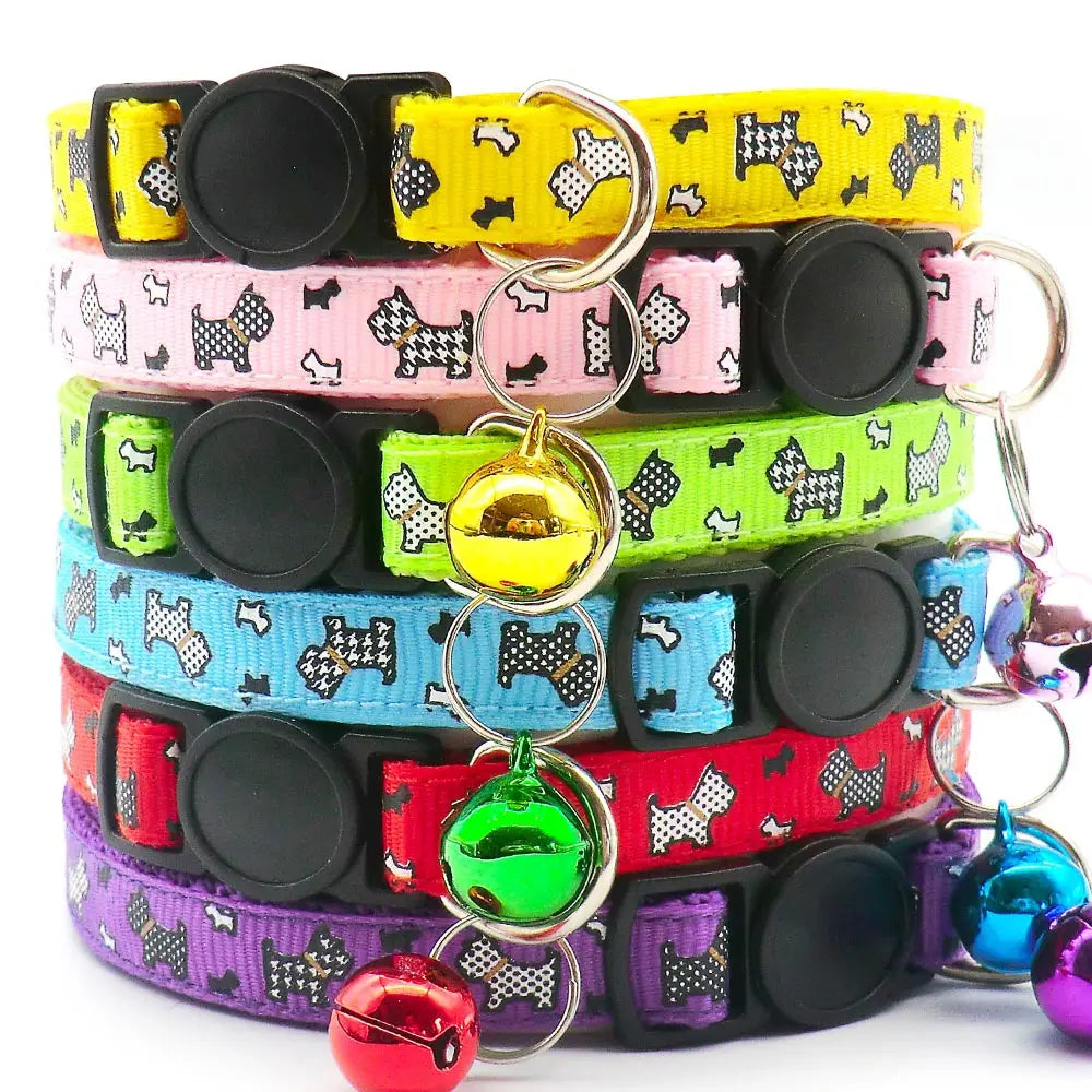 Wholesale 100pcs  Dog Collar with Bell Delicate Safety Casual Dog Cat Collar Neck Strap Camo Adjustable Pet Dog Accessories