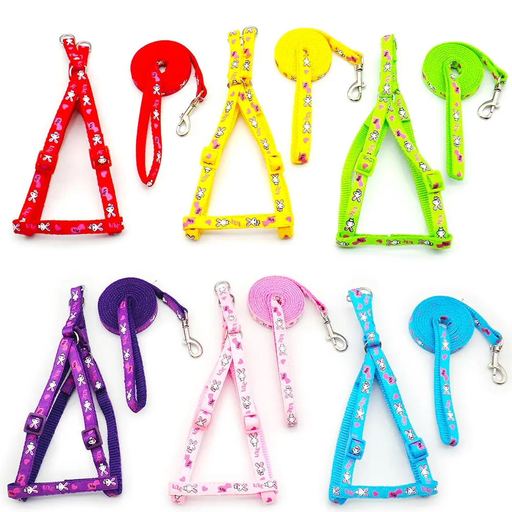 24pcs Adjustable Rabbit Pet Cat Puppy Dogs Leash Harness Colorful Puppy Lead Leashes For Small And Large Dogs Walk Dog Leash