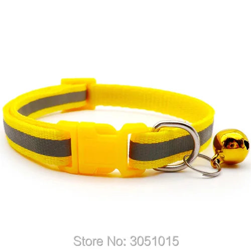 Wholesale 100Pcs Reflective Puppy Cat Collar Adjustable Lovely Dog Collars Pets Collars Dog Tag with Bells Pet Supplies