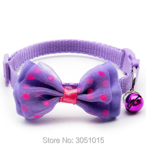 24pcs Easy Wear Cat Dog Pet Bow Collar with Bell Adjustable Cat Puppy Pet Supplies Accessories Small Dog Chihuahua Buckle tag