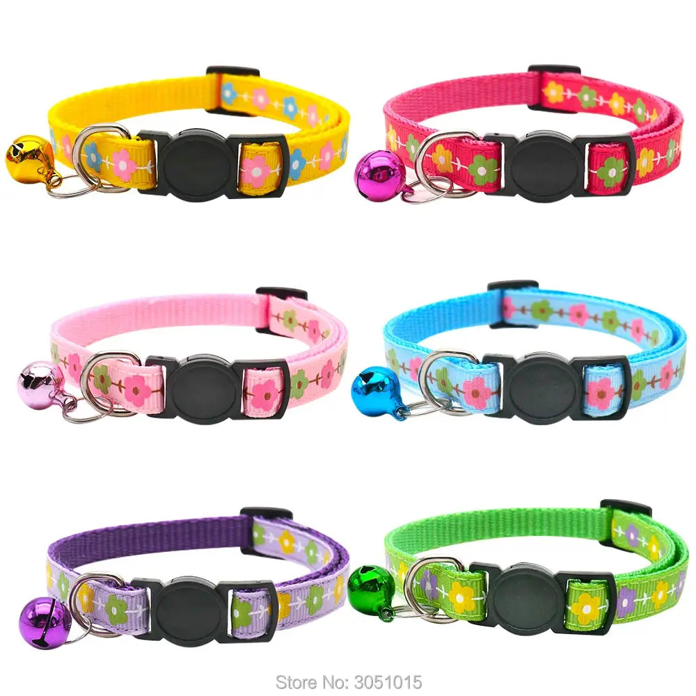 24Pcs Safety Button Cat Collar Safety Breakaway Small Dog Cute Nylon Adjustable Collar with bell for Puppy Kittens Necklace