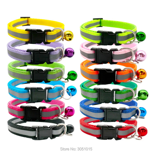 Wholesale 100Pcs Adjustable Bell Small Dog Collar Cat Pet Collars Adjustable Puppy Cat Pet Basic Collars For Dog Cat Accessories