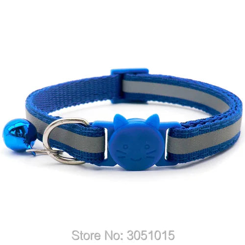 Wholesale 100Pcs Adjustable Reflective Dog Collars With Bell Buckle ID Tag Namep Easy Wear Puppy Dog Cat Collar Accessories