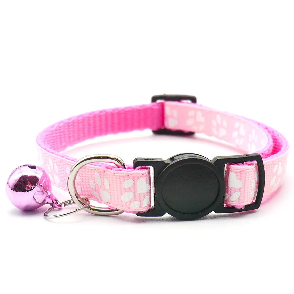 24Pcs Safety Buckle Collar Pet Dog Collar Cute Kitten With Bell Collar Adjustable Ribbon Bell Necklace For Cats Puppy Neck Strap