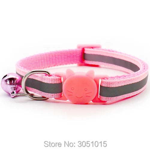 Wholesale 100Pcs Adjustable Reflective Dog Collars With Bell Buckle ID Tag Namep Easy Wear Puppy Dog Cat Collar Accessories