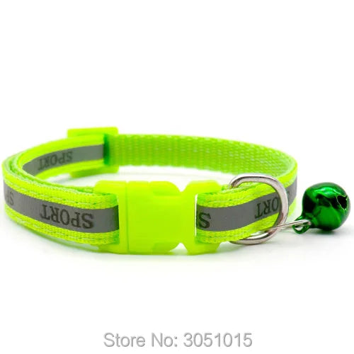 Wholesale 100 Pcs Sport Adjustable Reflective Collar With Bell Buckle Collars For Cat Puppy Pet Supplies Cat Dog Accessories