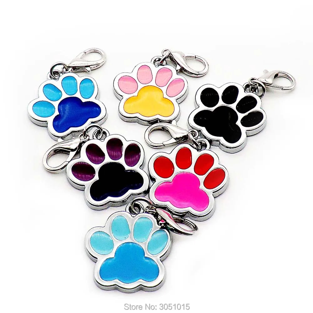 Wholesale 100 Pcs Paw Nametag Pendant Anti-lost Bone Customized Dogs Collars Personalized Dogs Collar Accessories ID TAG Pet Pr