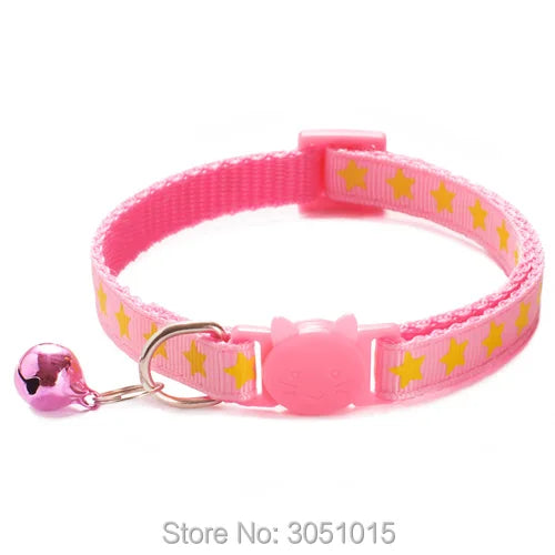 100 pcs Coloful Pet Supplies Star Cat Collar Buckle Collar Cat Pet Supplies Cat Accessories Collar With Bell Adjustable Puppy Id