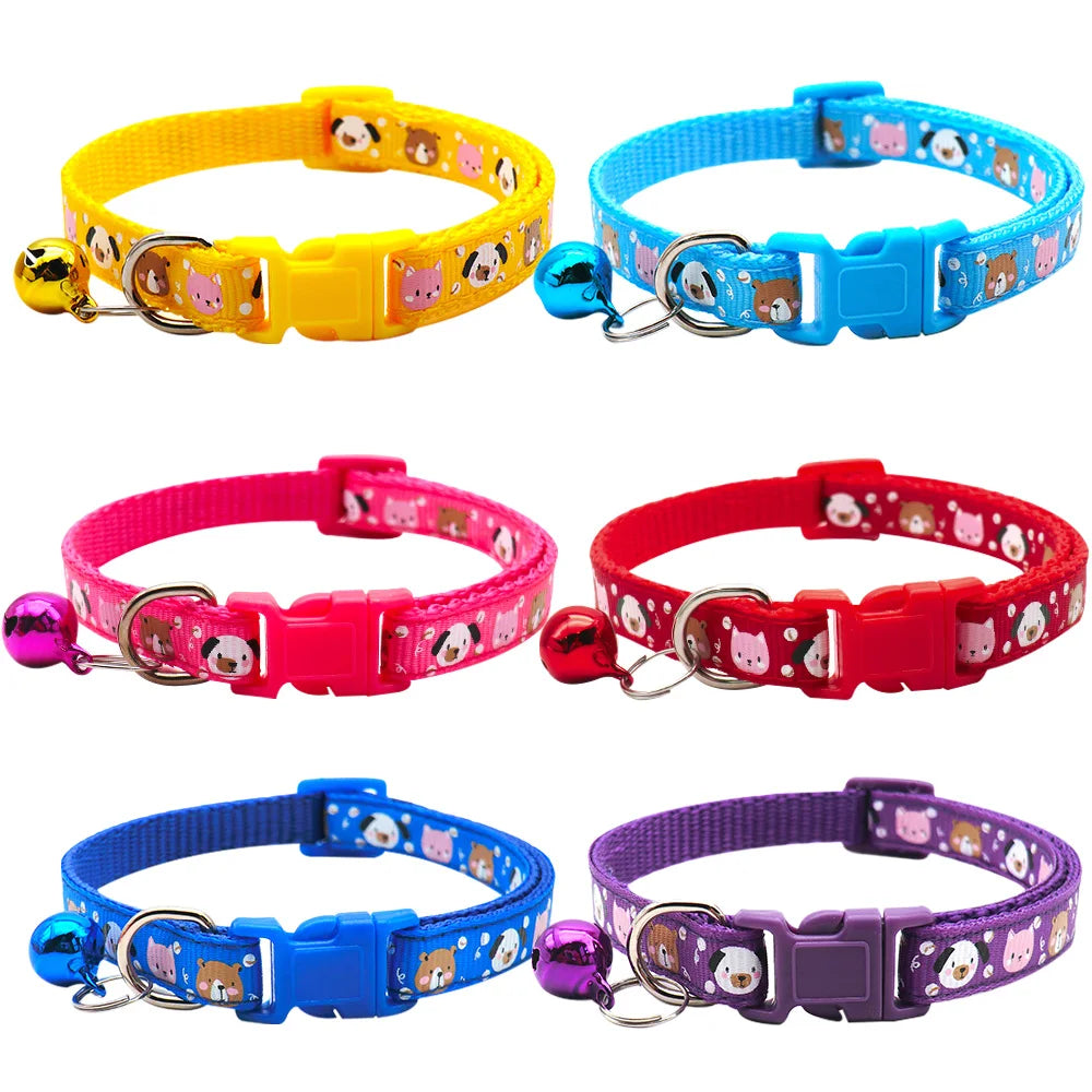 Wholesale 24 Pcs Cute Adjustable Dog Necklace Collar For Cats Kittens Dog Cat Puppy Neck Buckle With Bell Pet Cat Accessories