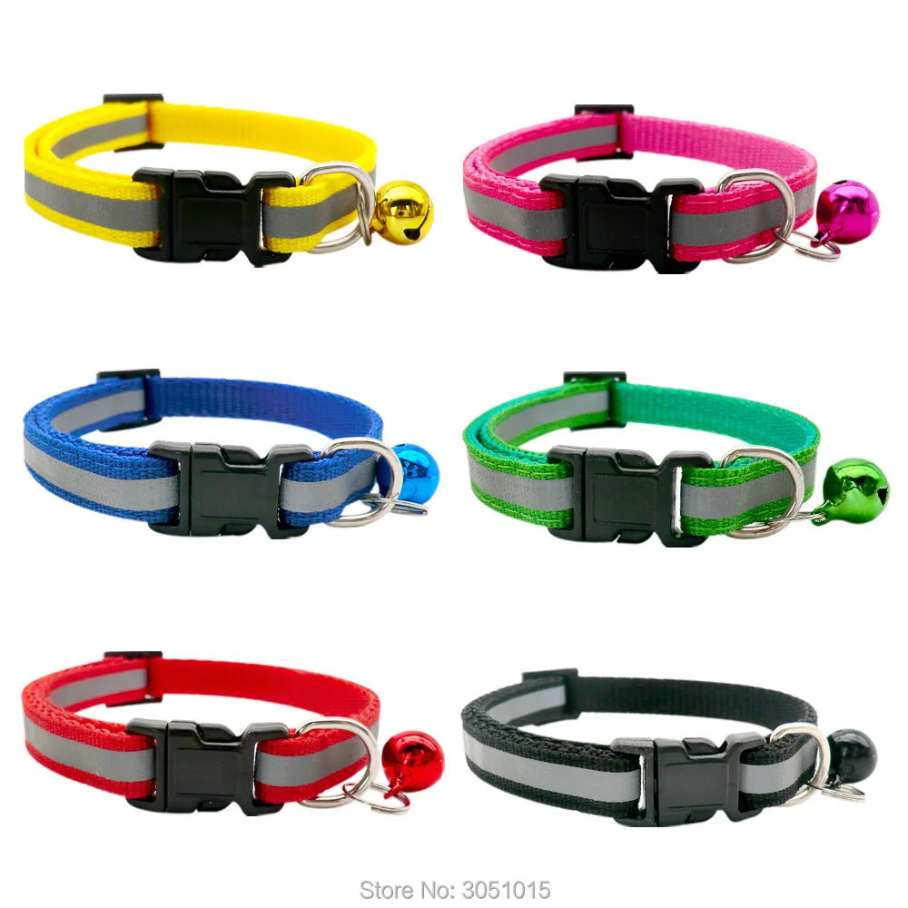 Wholesale 24Pcs Reflective Pet Supplies Dog Collar Cat Necklace Print Adjustable Collar Bell Positioning Pet Collar Dropship