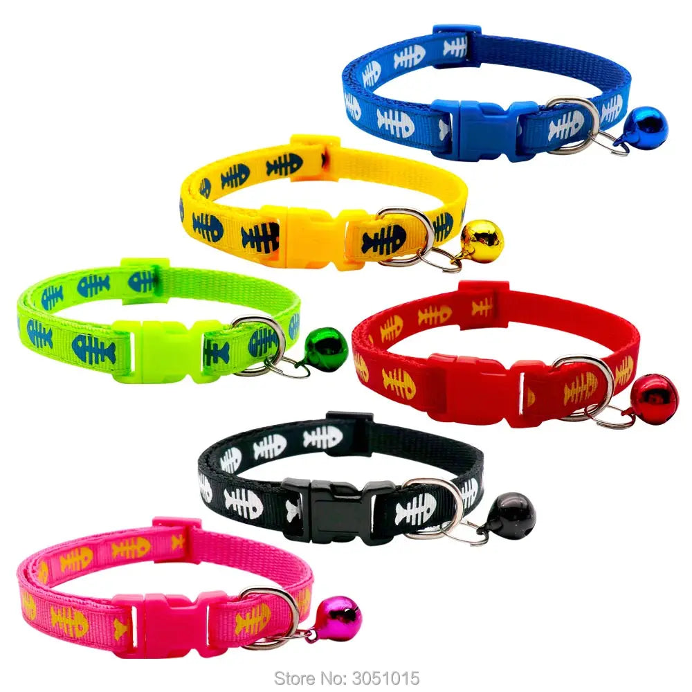 Wholesale 100Pcs Cat Dog Collar With Bell Adjustable Buckle Dog Collar Cat Puppy Pet Supplies Shop Cat Dog Accessories Small Dog