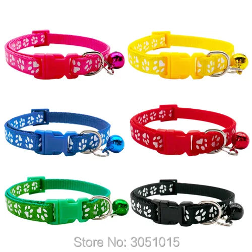 Wholesale 100PCS Paw Adjustable Pet dogs Safety Collar For Pet Dog Cat Collar Necklace With Bell Safety Kitten Collars