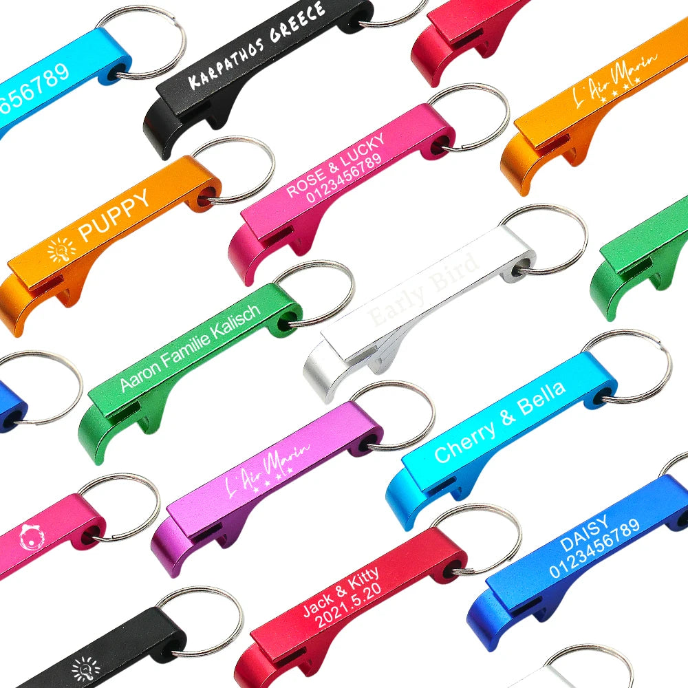 20Pcs Beer Bottle Opener Protable Wedding Party Favor Gift Laser Engrave Logo Customized Keychain Bar Tool Drink Opener Brewery