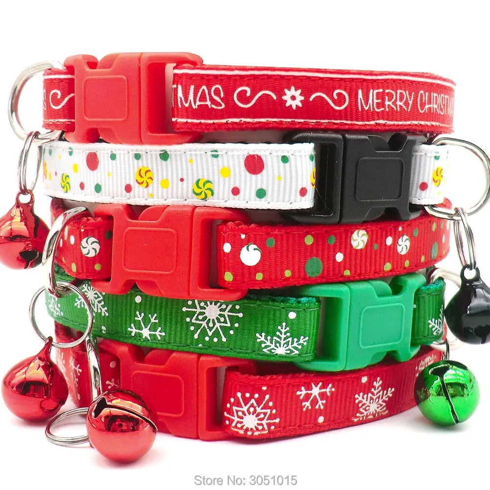 100pcs Personalized ID Cat Collar Christmas Series Safety Breakaway Small Dog Cute Festives Gifts Adjustable for Puppy Kittens