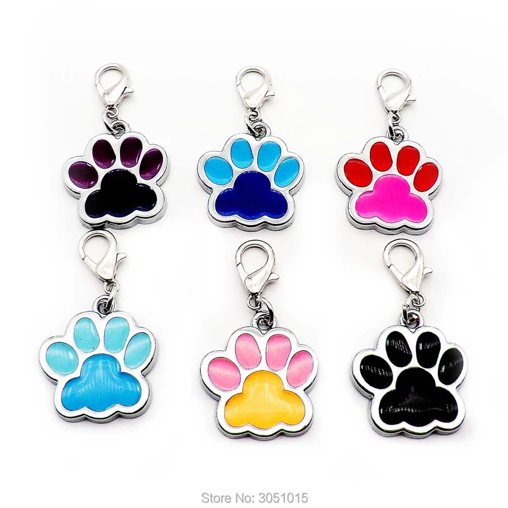 Wholesale 100 Pcs Paw Nametag Pendant Anti-lost Bone Customized Dogs Collars Personalized Dogs Collar Accessories ID TAG Pet Pr