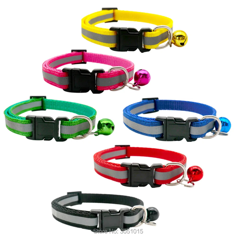 Wholesale 100PCS Safety Reflective Collar Adjustable For Dog Puppy Cat Pet Collars Dog Collar Puppy Accessories dogs collars