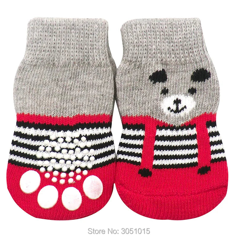 50 lots Hot Selling pet Knits dog Sock 4 PCS/set Small Pet Dog Doggy Shoes Lovely Soft Warm Knitted Socks Anti Slip Skid Bottom