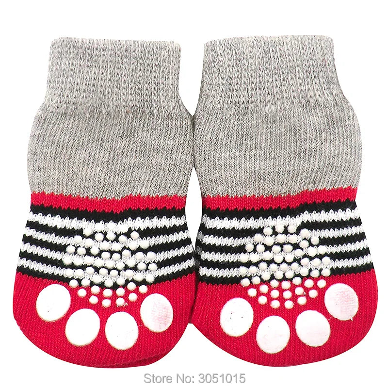 50 lots Hot Selling pet Knits dog Sock 4 PCS/set Small Pet Dog Doggy Shoes Lovely Soft Warm Knitted Socks Anti Slip Skid Bottom