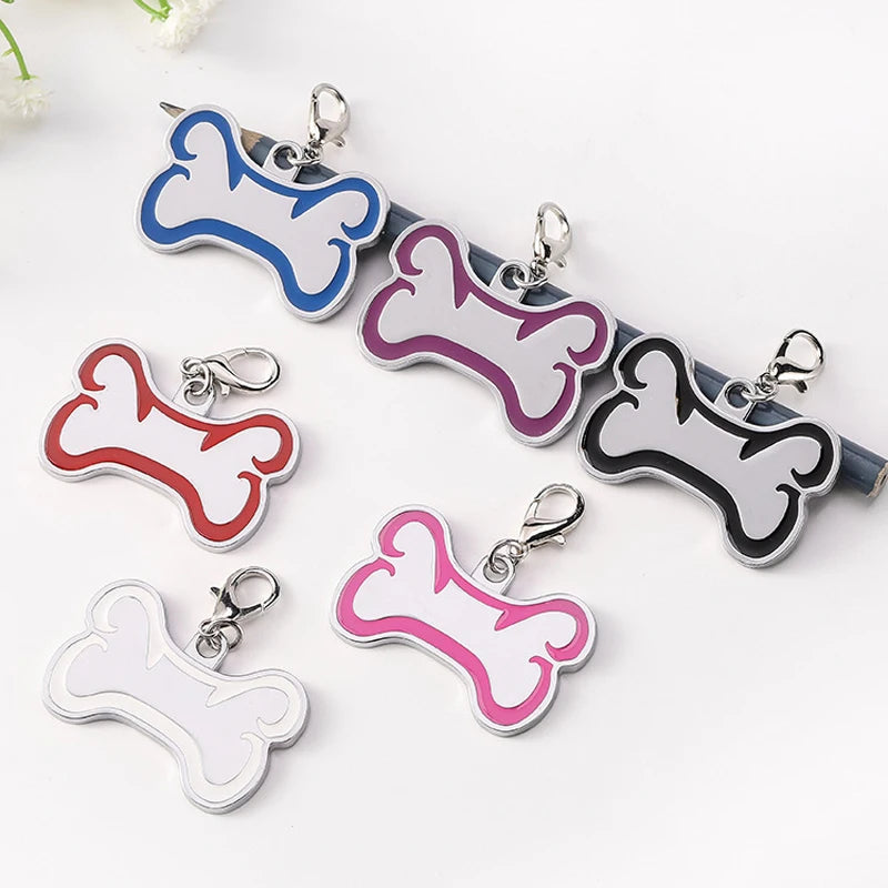 wholesale 100Pcs Bone Dog Tag Dog ID Tag Custom Pet Bone Name Custom Nameplate Tag Collar Accessories Personalized Engraved